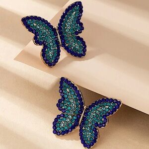 Rhinestone Butterfly Stud Earrings